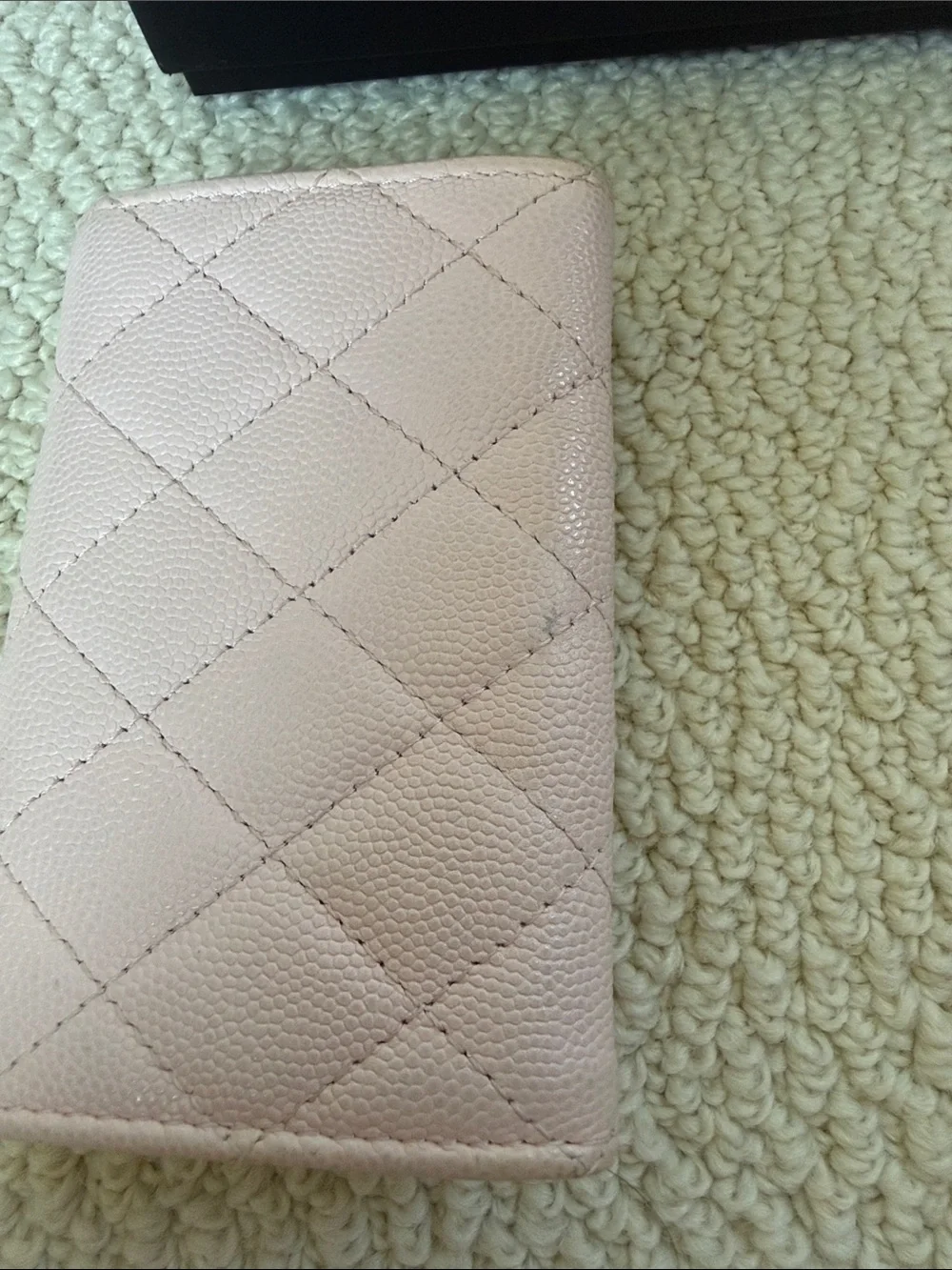 CHANEL Pink Quilted Caviar Crystal CC Logo flap Wallet